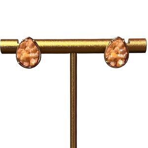 🤯5/$20🤯 NEW Peach Druzy Gold Tone Teardrop Stud Earrings